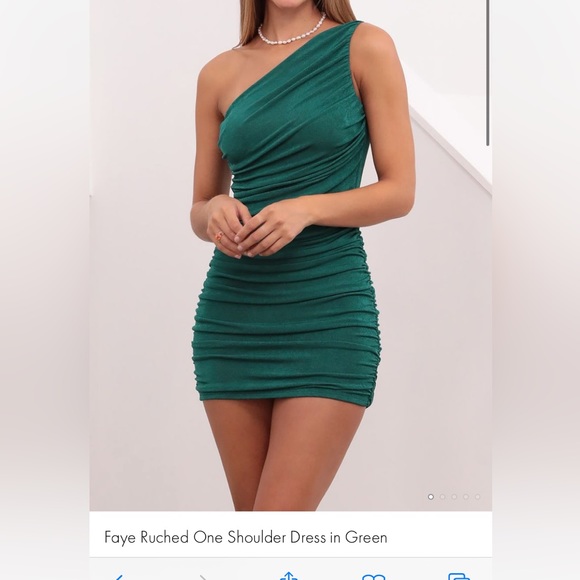 faye ruched one shoulder dress in green Lanvin Ruched Mesh One Shoulder Bodycon Dress